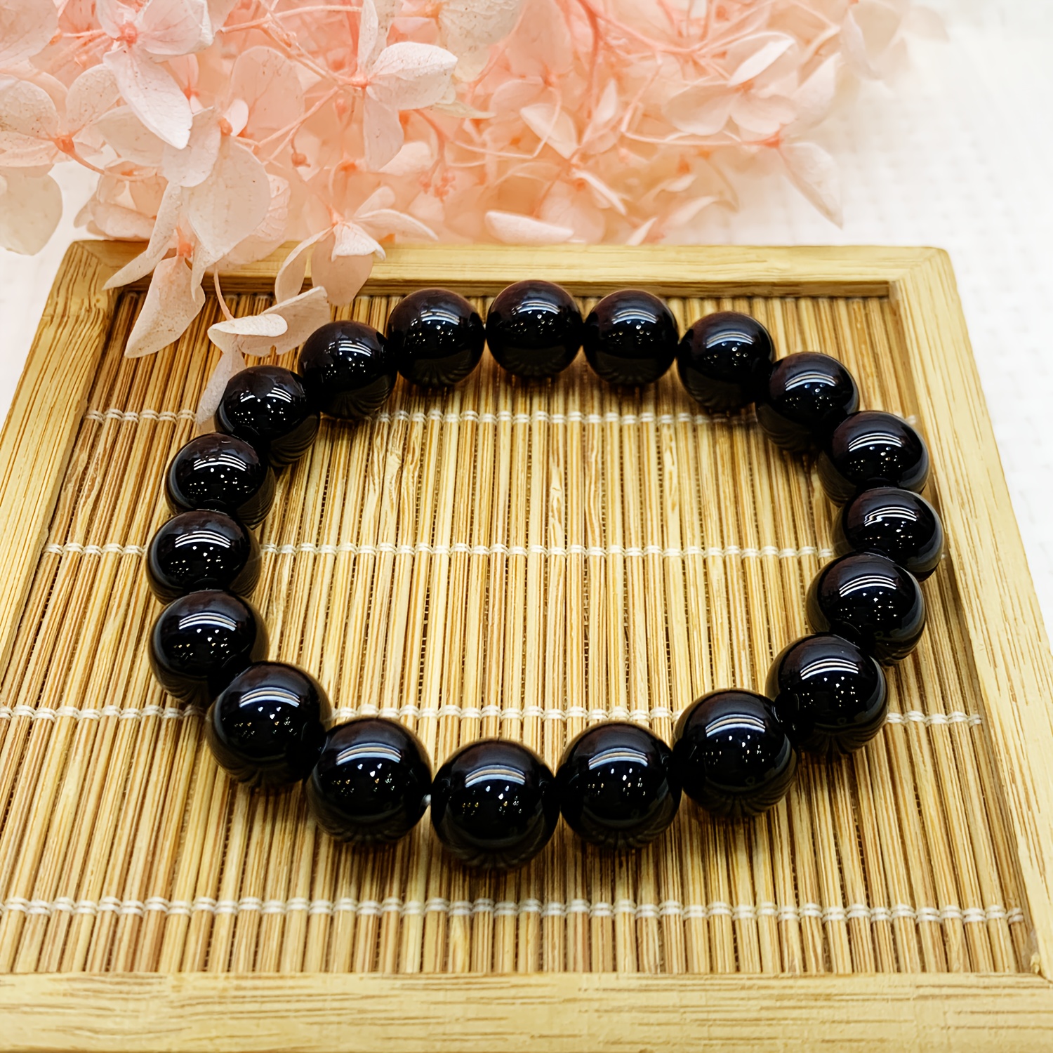 Natural Agate Heart Bracelet 10mm October Birthstone